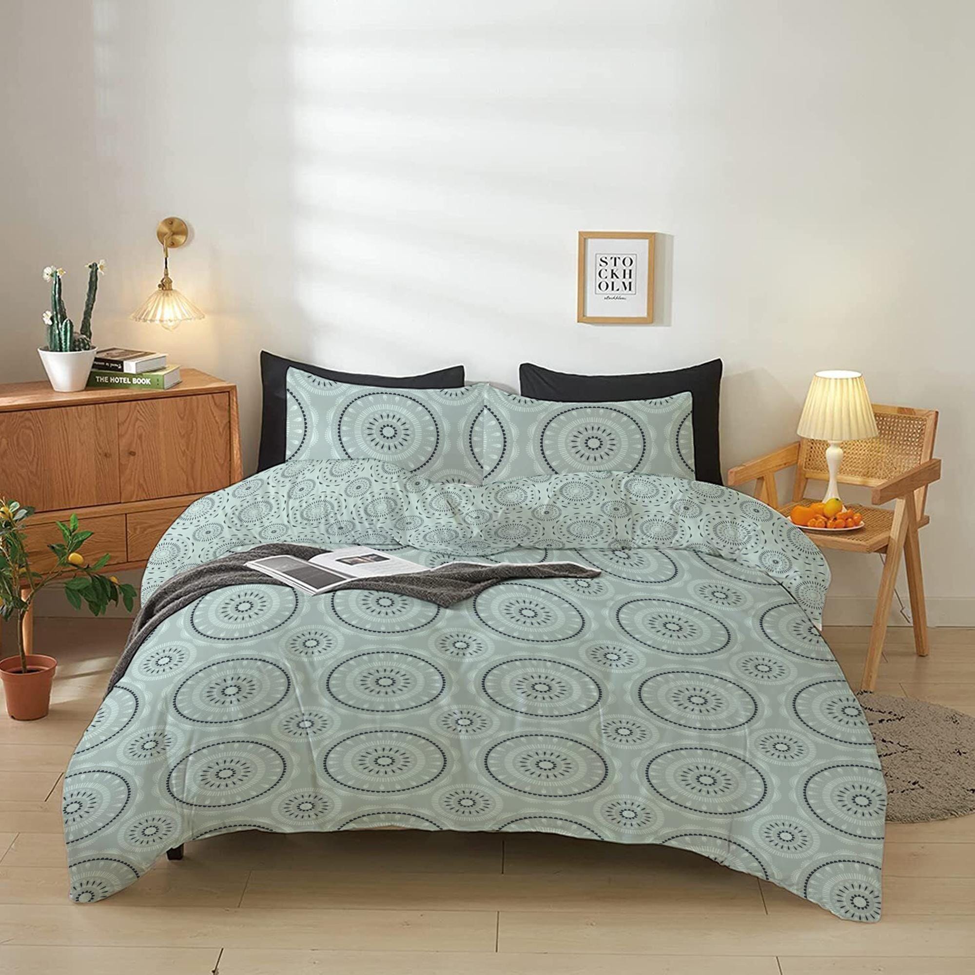 Cotton Home 4-Piece Luxury Cotton Comforter Set Circular Motif