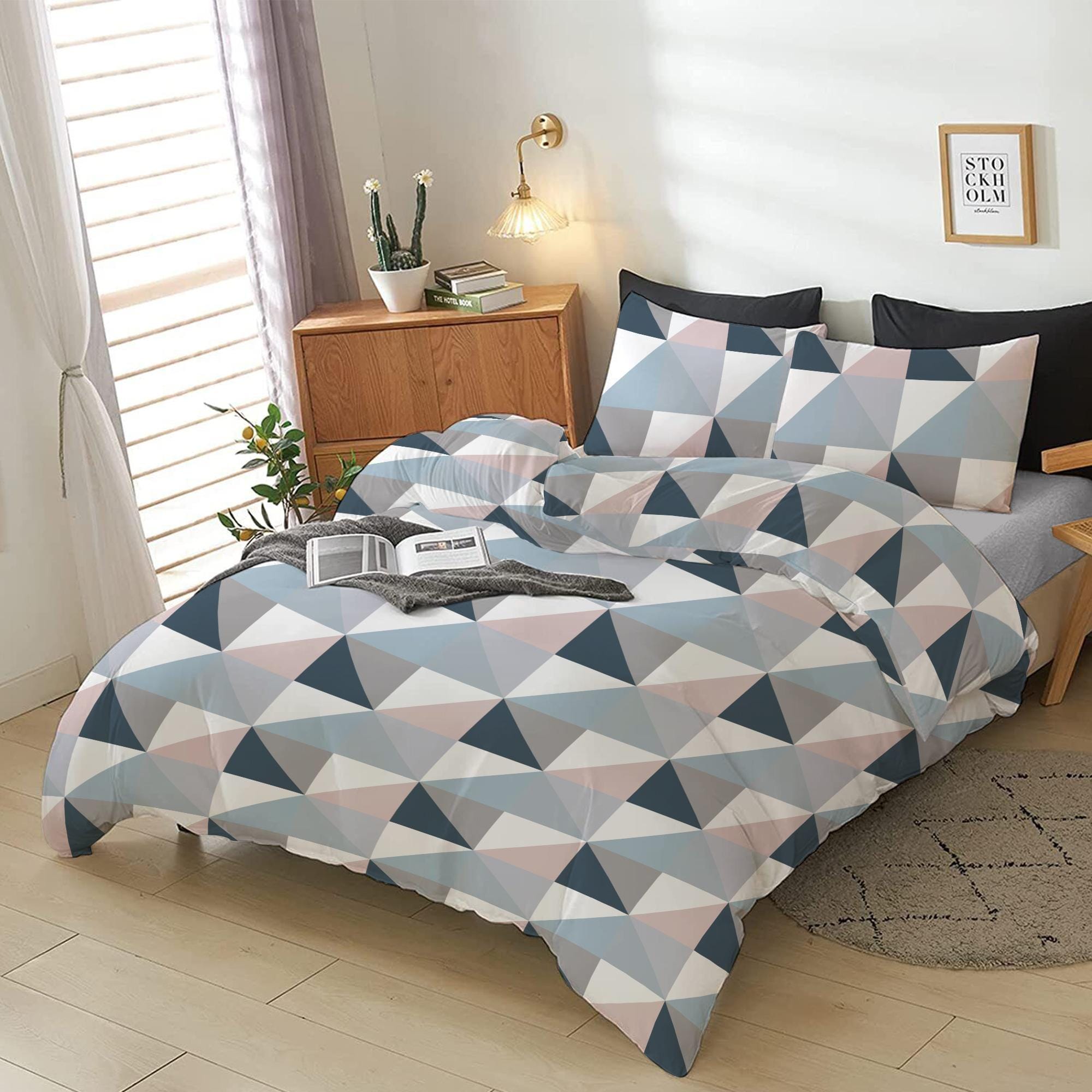 Cotton Home 4-Piece Luxury Cotton Comforter Set Geometric Symmetry