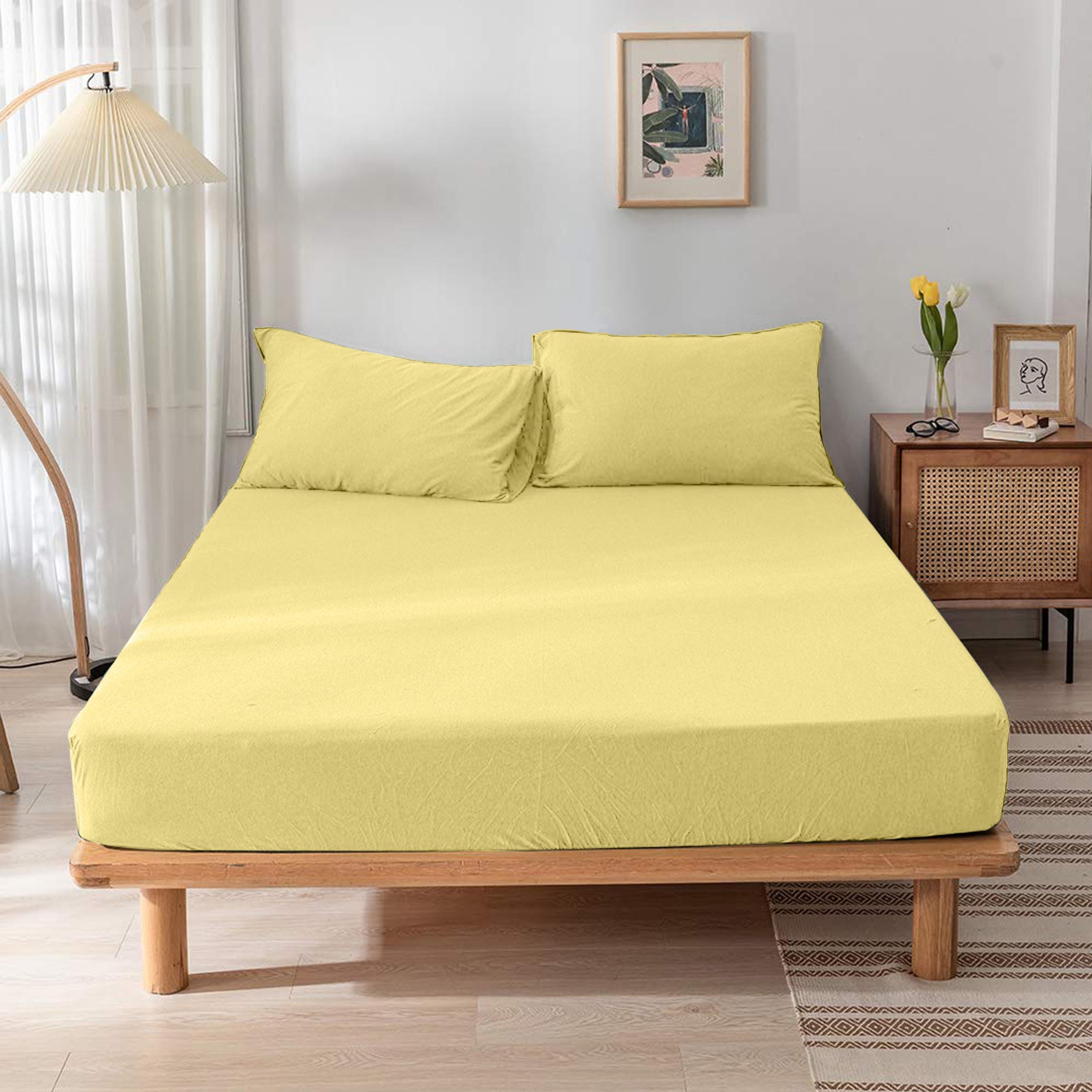 Cotton Home Jersey 1-piece Fitted Sheet Yellow