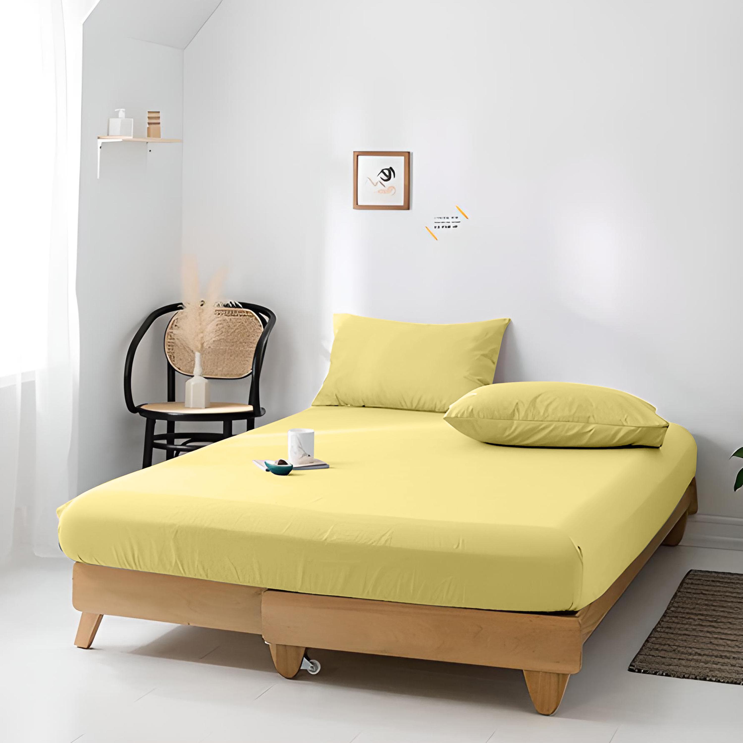 Cotton Home Jersey 1-piece Fitted Sheet Yellow