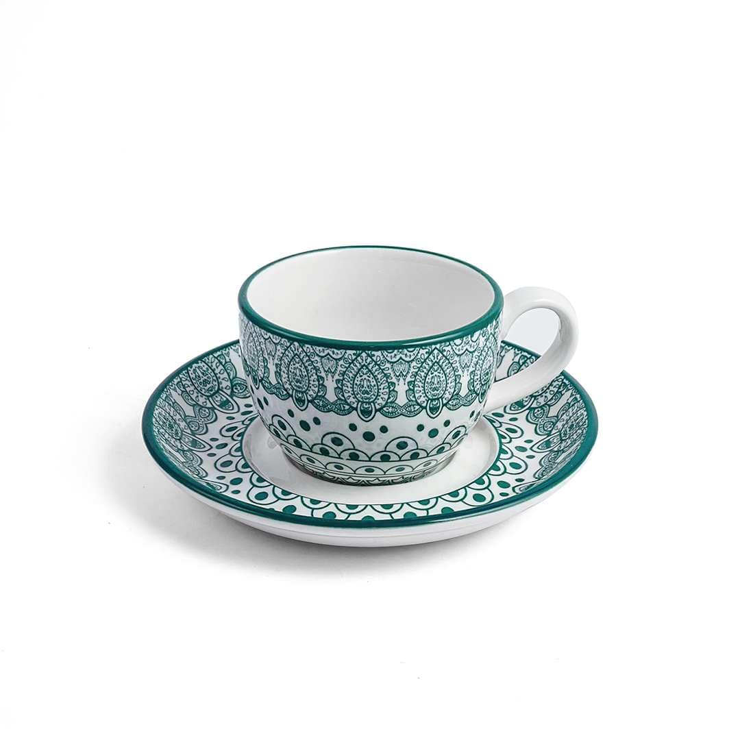 Che Brucia Arabesque Green Porcelain Cup & Saucer 200 ml