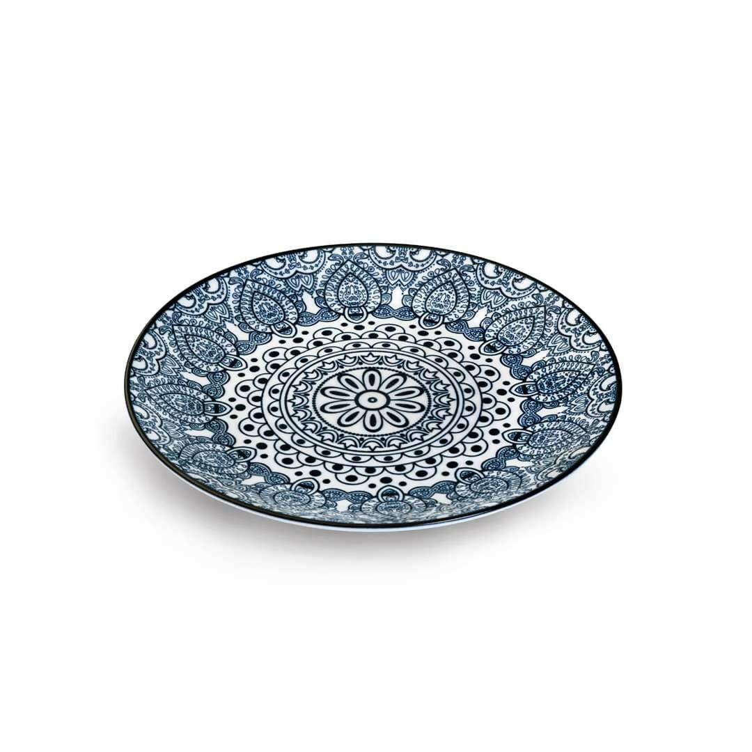 Che Brucia Arabesque Blue Porcelain Round Plate