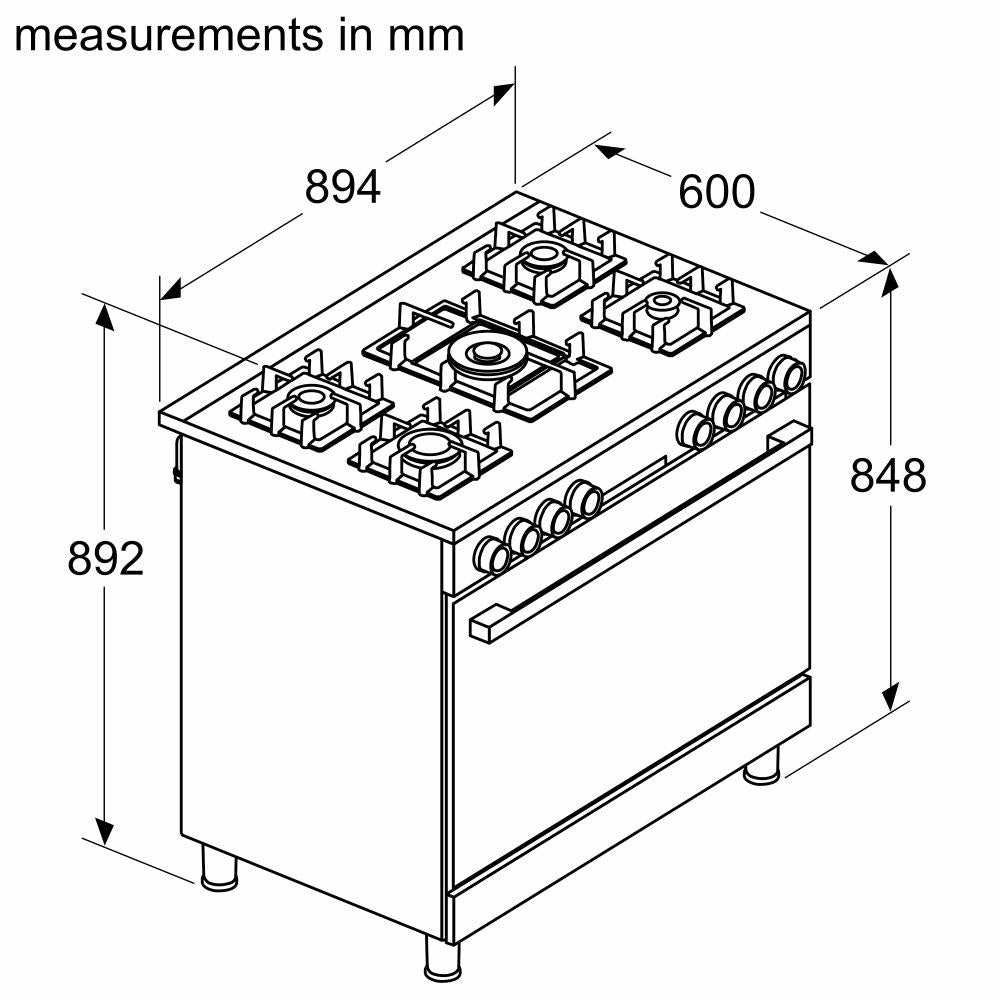 Bosch Series 8 Full Gas Cooking Range 90x60cm