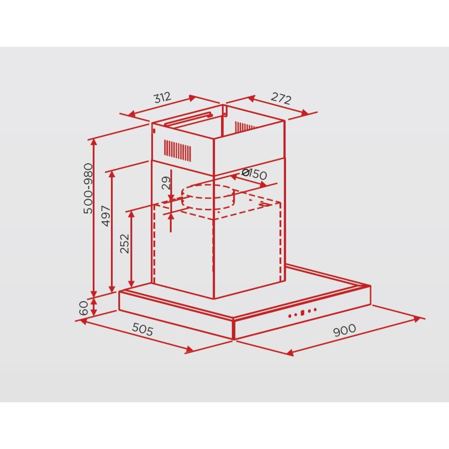 Hoover Built-In T-Shape Hood 60cm