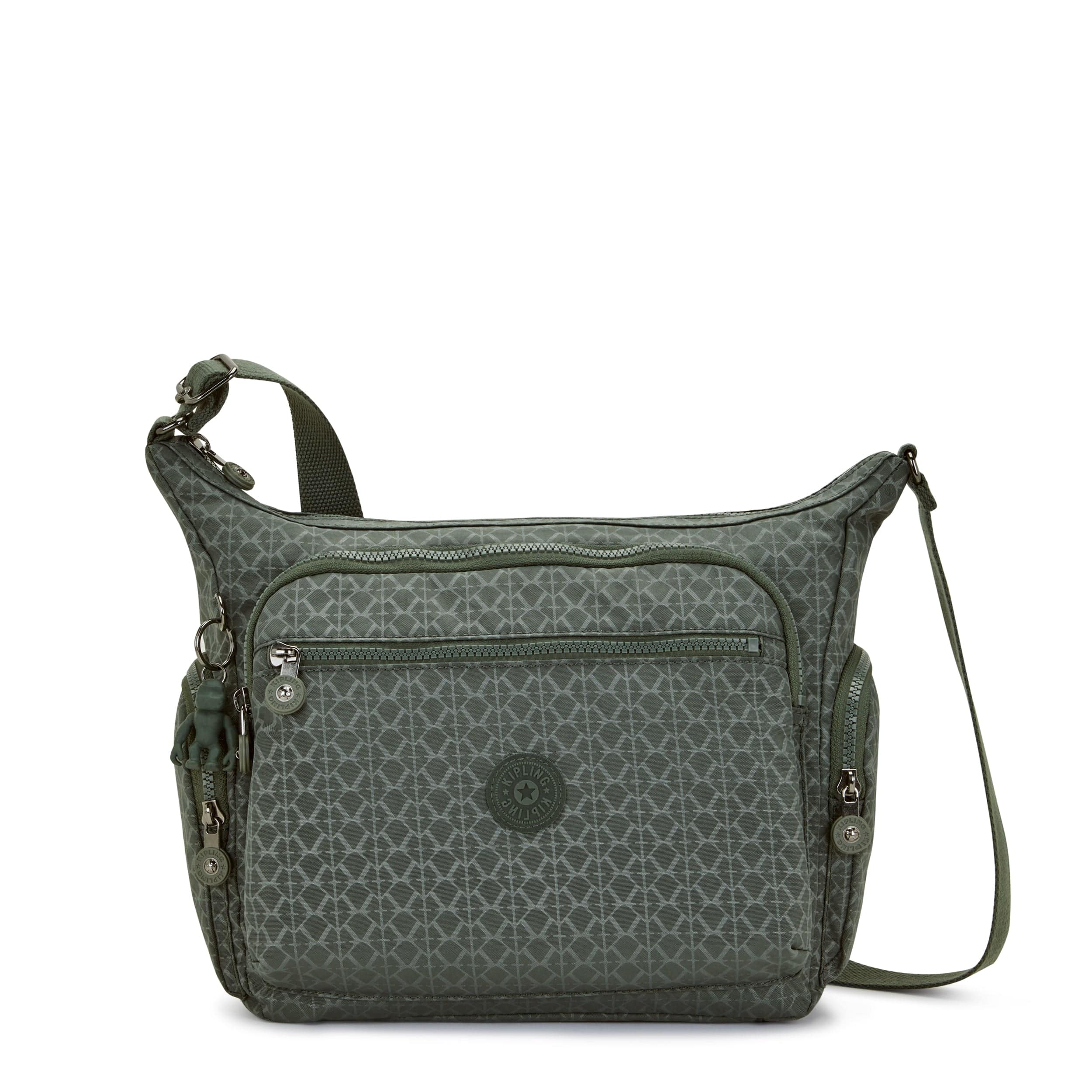 KIPLING-Gabbie-Medium Crossbody-Sign Green Embosse-22621-F6C