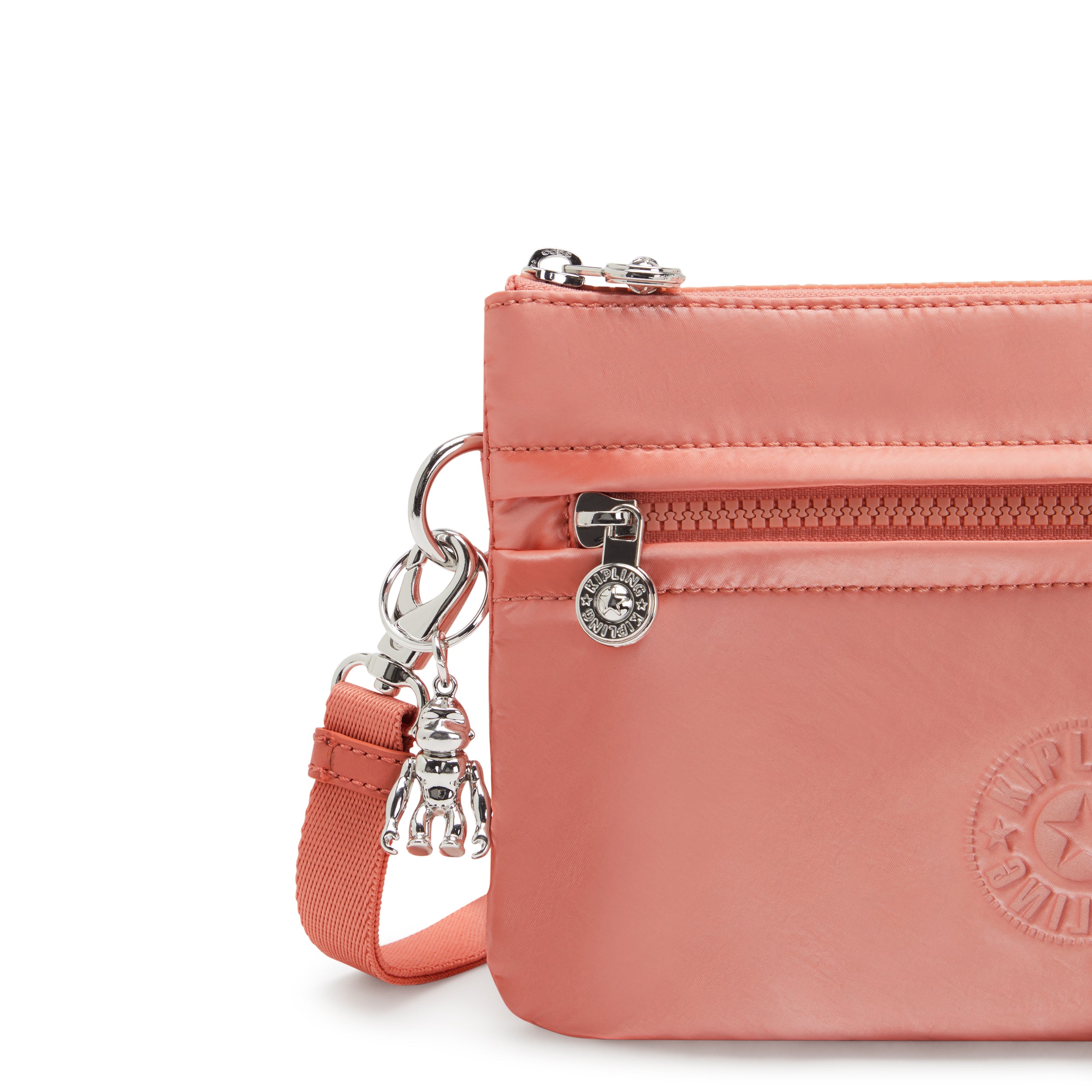 Kipling Riri Peach Glam Large Pouch with Crossbody Strap C2I4683-S7W