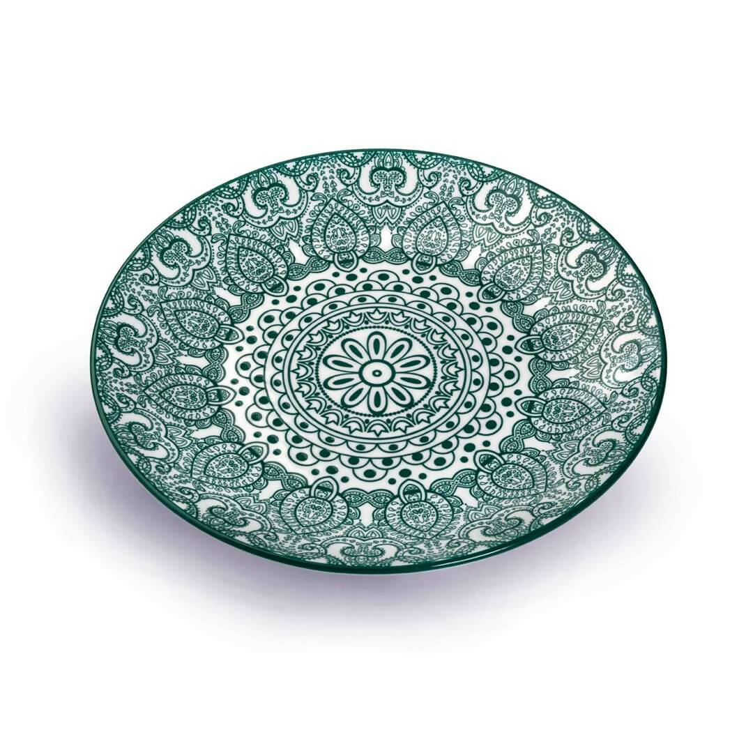 Che Brucia Arabesque Green Porcelain Round Plate