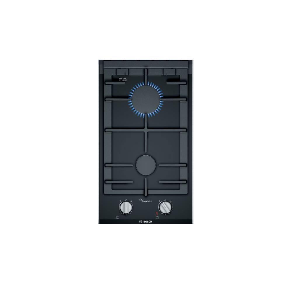 Bosch Series | 8 Domino Gas Hob, 30 cm, Cast Iron Pan Support, Auto Ignition, Knob Control, Black - PRB3A6D70M, 1 Year Warranty