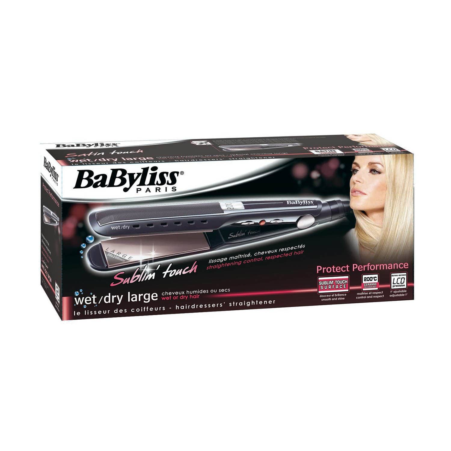 BaByliss مملس الشعر الرطب والجاف شاشة LED ولمسة سليمة