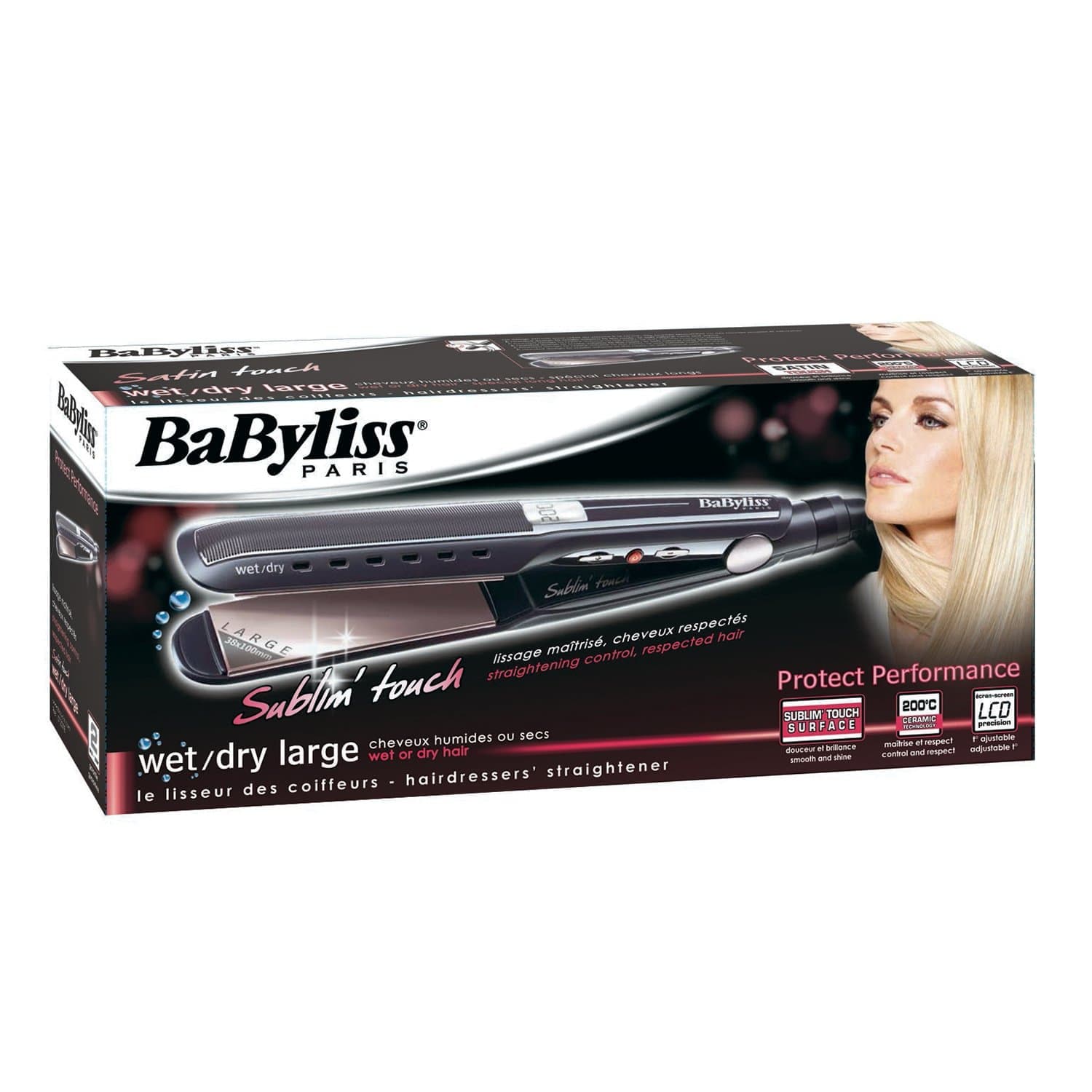 BaByliss مملس الشعر الرطب والجاف LED Sublim Touch + BaByliss مجفف شعر