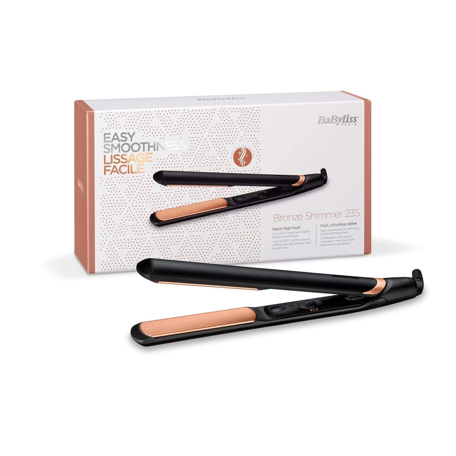 BABYLISS STRAIGHTENER 28MM ADVANCED CERAM BRONZE NANO QUARTZ CERAMIC - ST598SDE