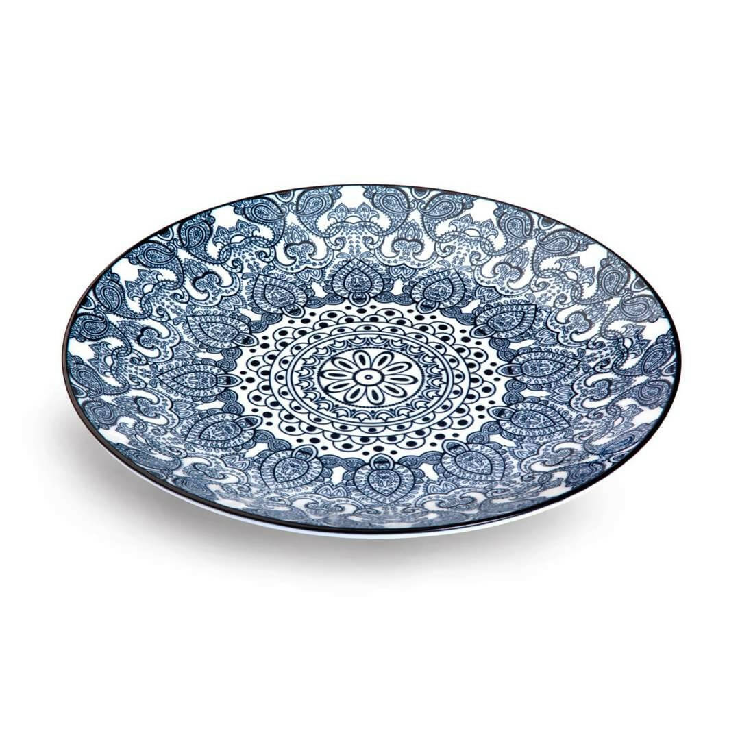 Che Brucia Arabesque Blue Porcelain Round Plate