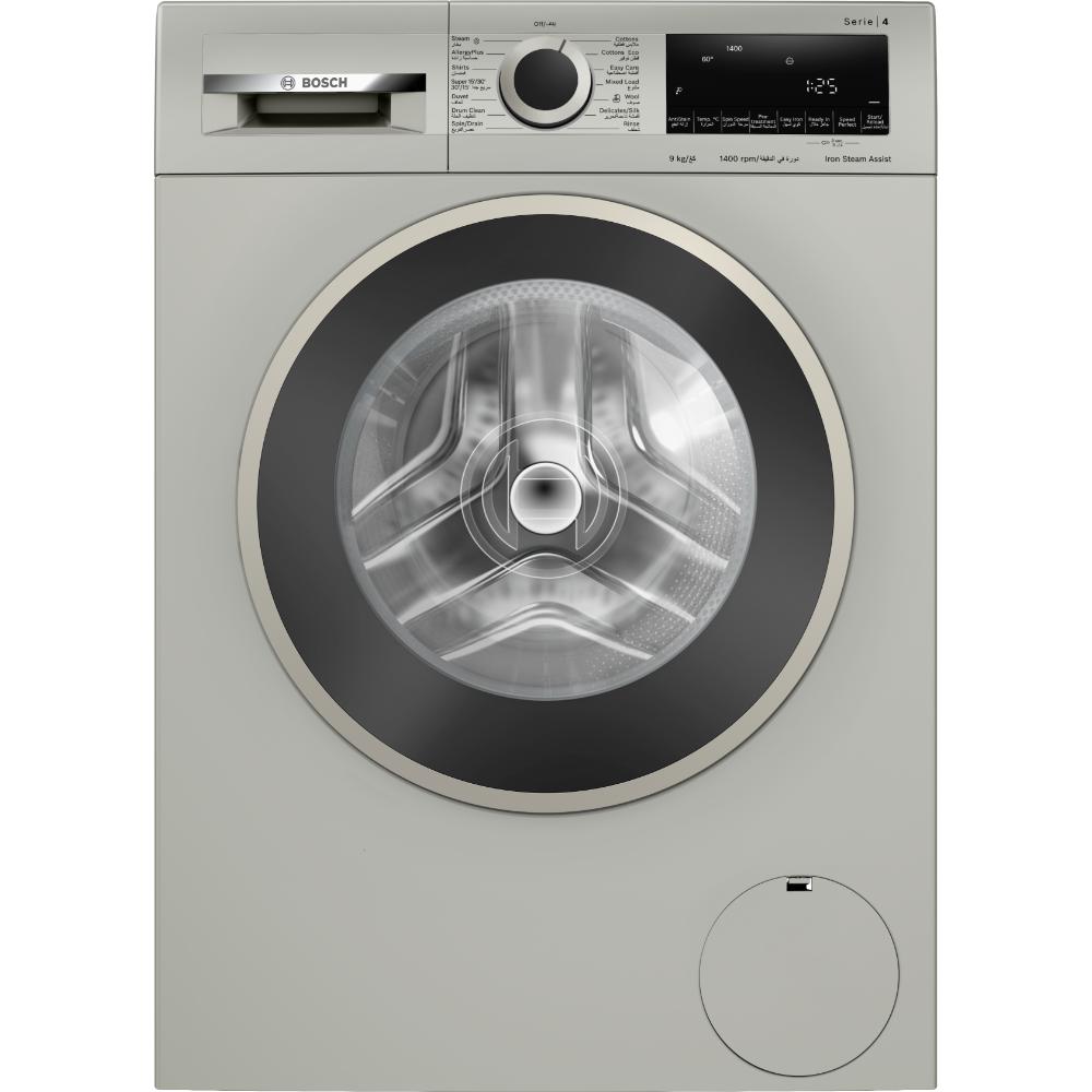 Bosch Series 4, Free-Standing Washing Machine, FrontLoader, 9 kg, LED-display, Touch control buttons, Silver inox, WGA1440XGC, 1 Year Manufacturer Warranty