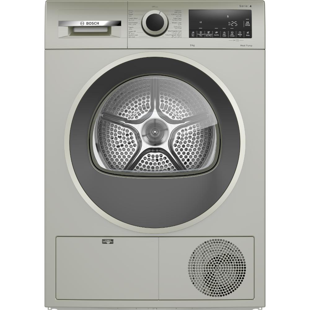 Bosch Series 4 Heat Pump Tumble Dryer 9 kg Silver inox, Auto Dry, LCD, push-button WQG2410XGC, 1 Year Manufacturer Warranty