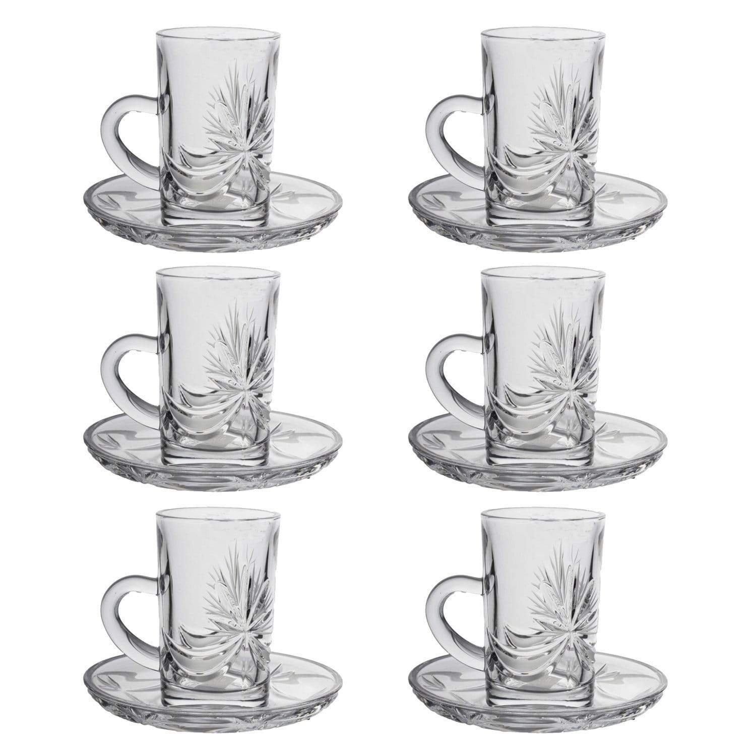 Bohemia Crystal Glass Yasmin Hand Cut Cup and Saucer Set - Clear, 17002_439 - 5385817 - Jashanmal Home