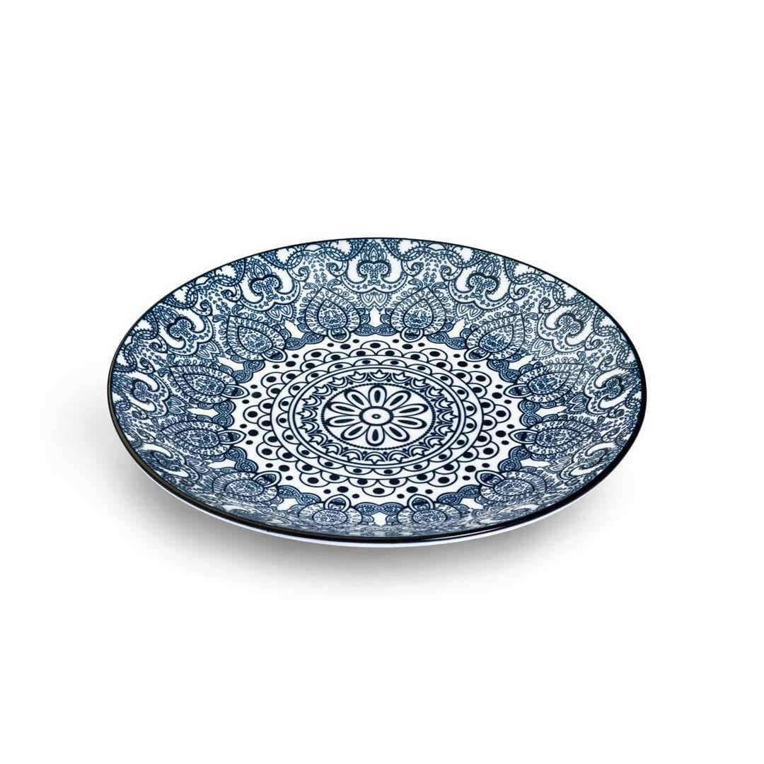 Che Brucia Arabesque Blue Porcelain Round Plate