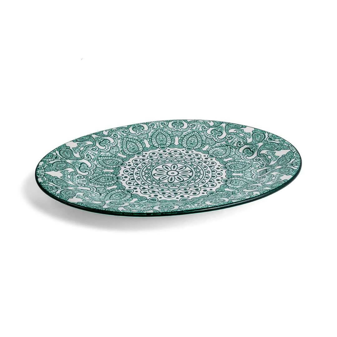 Che Brucia Arabesque Green Porcelain Oval Plate