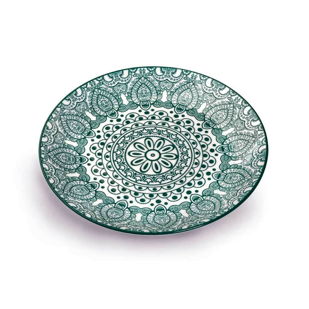 Che Brucia Arabesque Green Porcelain Round Plate