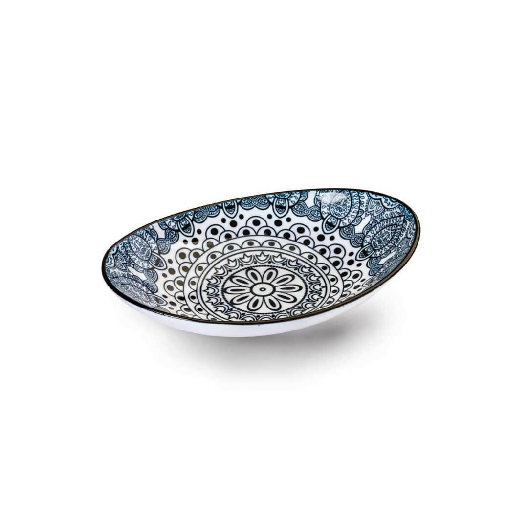 Che Brucia Arabesque Blue Porcelain Oval Bowl