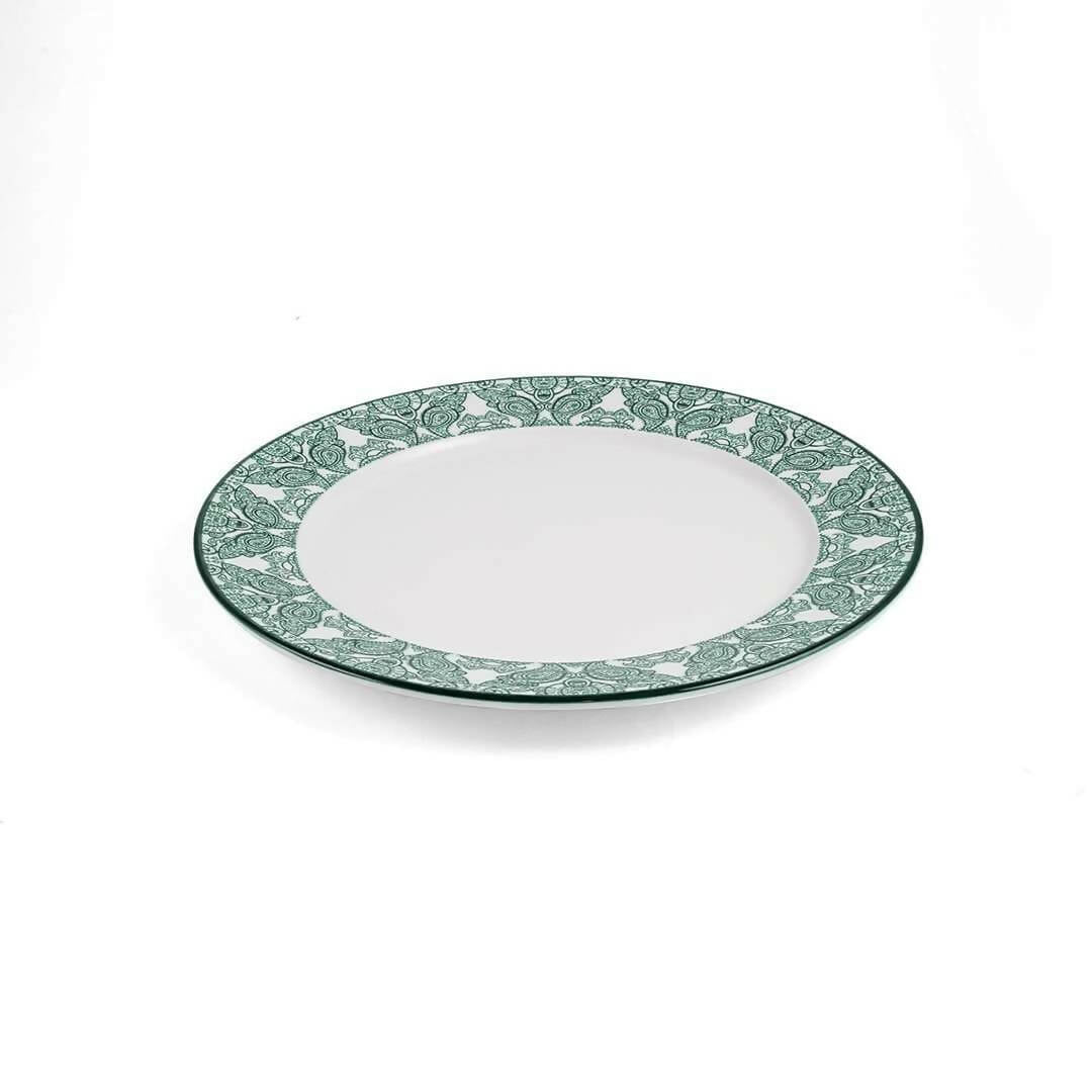 Che Brucia Arabesque Green Porcelain Flat Plate