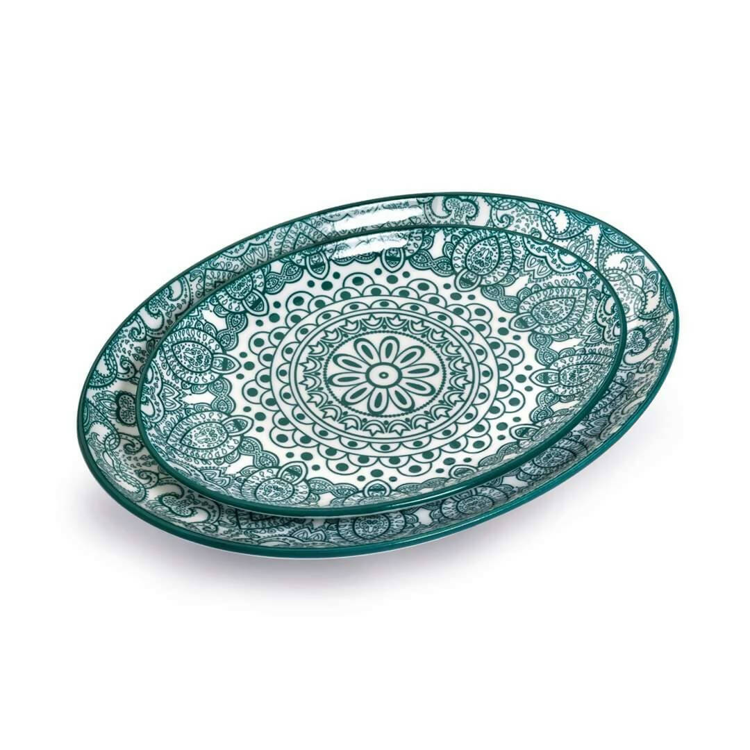 Che Brucia Arabesque Green Porcelain Oval Plate