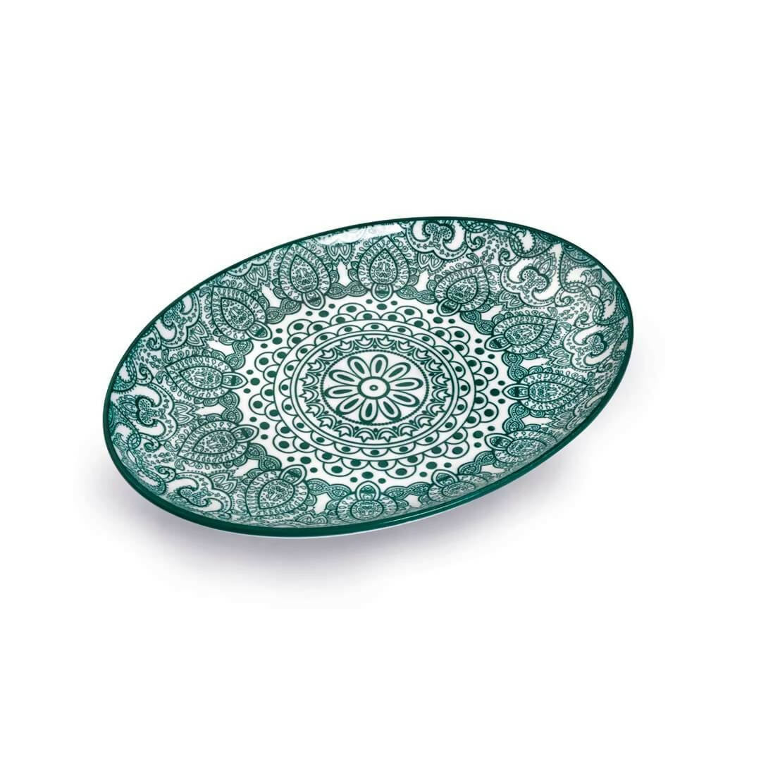 Che Brucia Arabesque Green Porcelain Oval Plate